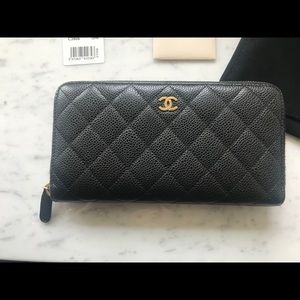 Chanel caviar zip continental wallet